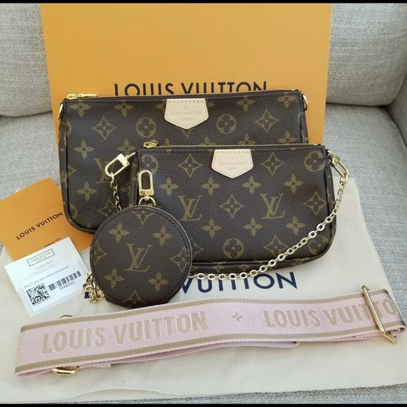 NWT Louis Vuitton Multi Pochette Rose Clair Monogr - Picture 1 of 8
